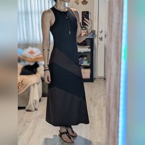 Vintage Express Tricot 90s Y2K black & brown sleeveless maxi dress size small